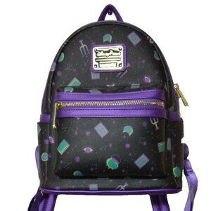 Used Disney Parks Black Purple Loungefly Girls Casual Travel Small Backpack zip